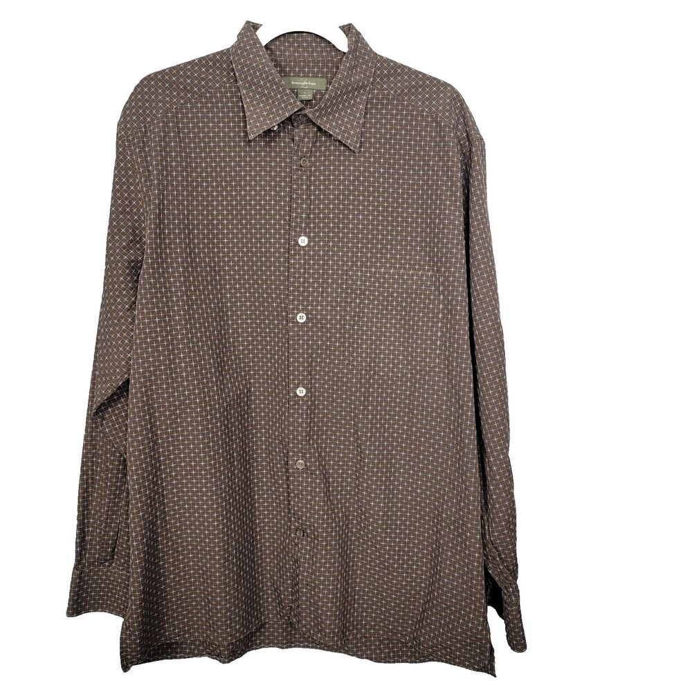 Ermenegildo Zegna Men's Shirt Large *Fair Condition- fading* 100% Cotton Brown